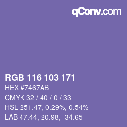 Color code: RGB 116 103 171 | qconv.com