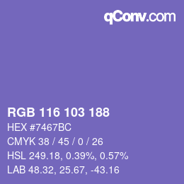 Color code: RGB 116 103 188 | qconv.com