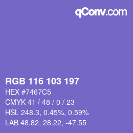 Color code: RGB 116 103 197 | qconv.com