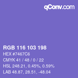 Color code: RGB 116 103 198 | qconv.com