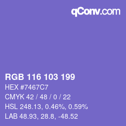 Farbcode: RGB 116 103 199 | qconv.com
