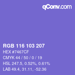 Color code: RGB 116 103 207 | qconv.com