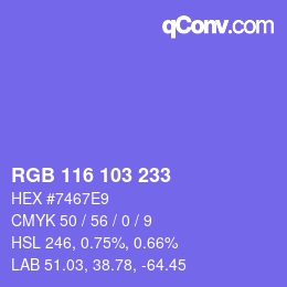 Color code: RGB 116 103 233 | qconv.com