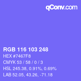 Color code: RGB 116 103 248 | qconv.com