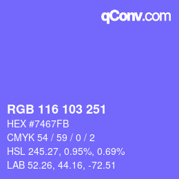Color code: RGB 116 103 251 | qconv.com