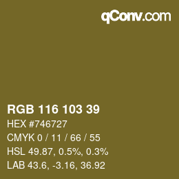 カラーコード: RGB 116 103 39 | qconv.com