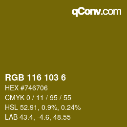 カラーコード: RGB 116 103 6 | qconv.com