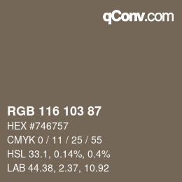 カラーコード: RGB 116 103 87 | qconv.com