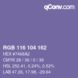 Color code: RGB 116 104 162 | qconv.com