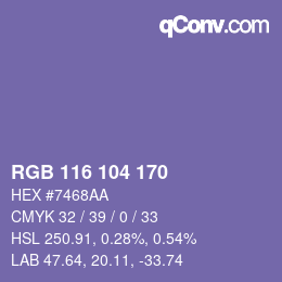 Farbcode: RGB 116 104 170 | qconv.com