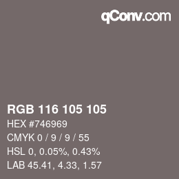 Color code: RGB 116 105 105 | qconv.com