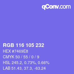 Color code: RGB 116 105 232 | qconv.com