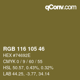 颜色代码: RGB 116 105 46 | qconv.com