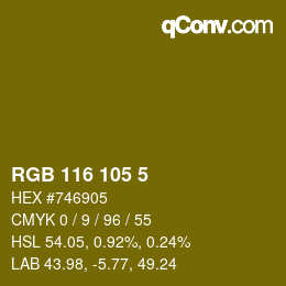 Color code: RGB 116 105 5 | qconv.com