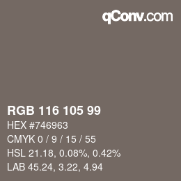 Farbcode: RGB 116 105 99 | qconv.com