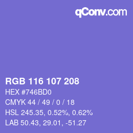カラーコード: RGB 116 107 208 | qconv.com