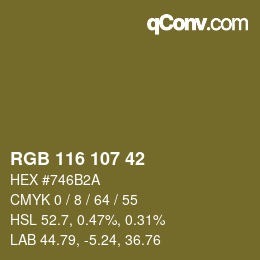 颜色代码: RGB 116 107 42 | qconv.com