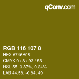 Color code: RGB 116 107 8 | qconv.com