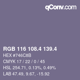 カラーコード: RGB 116 108.4 139.4 | qconv.com
