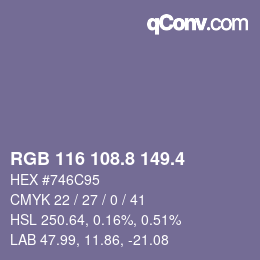 カラーコード: RGB 116 108.8 149.4 | qconv.com