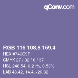 カラーコード: RGB 116 108.8 159.4 | qconv.com