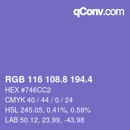 カラーコード: RGB 116 108.8 194.4 | qconv.com