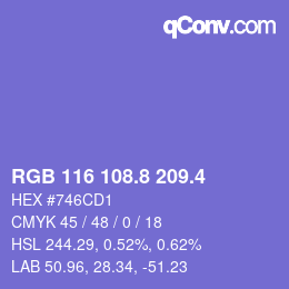 カラーコード: RGB 116 108.8 209.4 | qconv.com