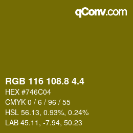 カラーコード: RGB 116 108.8 4.4 | qconv.com