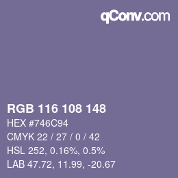 カラーコード: RGB 116 108 148 | qconv.com