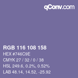 Farbcode: RGB 116 108 158 | qconv.com