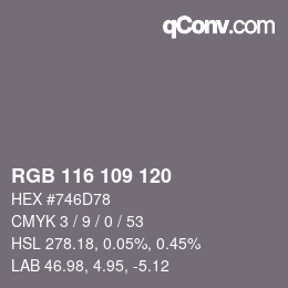 カラーコード: RGB 116 109 120 | qconv.com