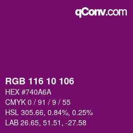 Color code: RGB 116 10 106 | qconv.com