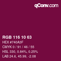 Color code: RGB 116 10 63 | qconv.com