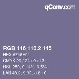 カラーコード: RGB 116 110.2 145 | qconv.com