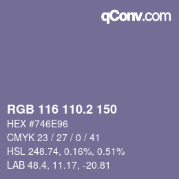 カラーコード: RGB 116 110.2 150 | qconv.com