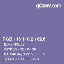 カラーコード: RGB 116 110.2 162.6 | qconv.com