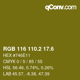 カラーコード: RGB 116 110.2 17.6 | qconv.com