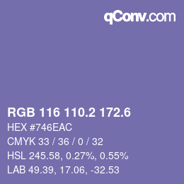 カラーコード: RGB 116 110.2 172.6 | qconv.com