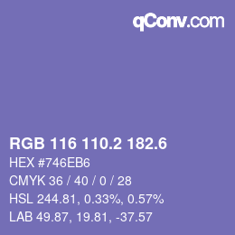 カラーコード: RGB 116 110.2 182.6 | qconv.com