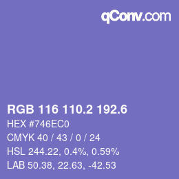 カラーコード: RGB 116 110.2 192.6 | qconv.com