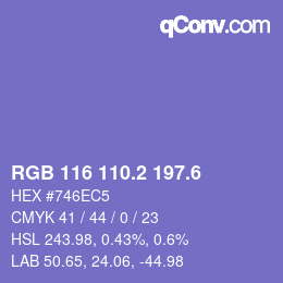 カラーコード: RGB 116 110.2 197.6 | qconv.com