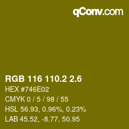 カラーコード: RGB 116 110.2 2.6 | qconv.com