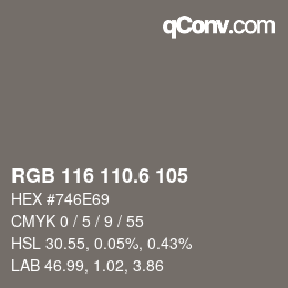 カラーコード: RGB 116 110.6 105 | qconv.com