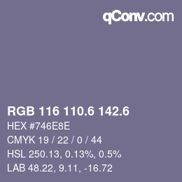 カラーコード: RGB 116 110.6 142.6 | qconv.com