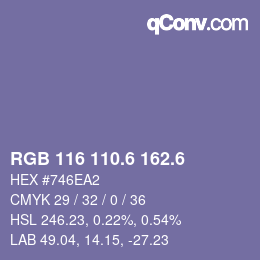 カラーコード: RGB 116 110.6 162.6 | qconv.com