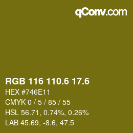 カラーコード: RGB 116 110.6 17.6 | qconv.com