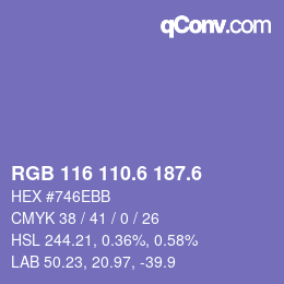 カラーコード: RGB 116 110.6 187.6 | qconv.com
