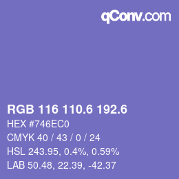 カラーコード: RGB 116 110.6 192.6 | qconv.com