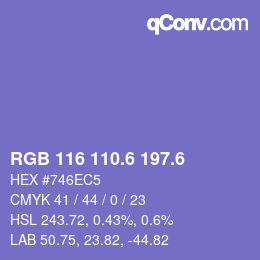 カラーコード: RGB 116 110.6 197.6 | qconv.com