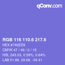カラーコード: RGB 116 110.6 217.6 | qconv.com